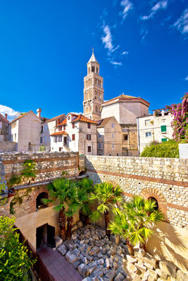 Split historic architecture of Diocletian's palace, UNESCO world heritage site, vertical view, Croatia by xbrchx