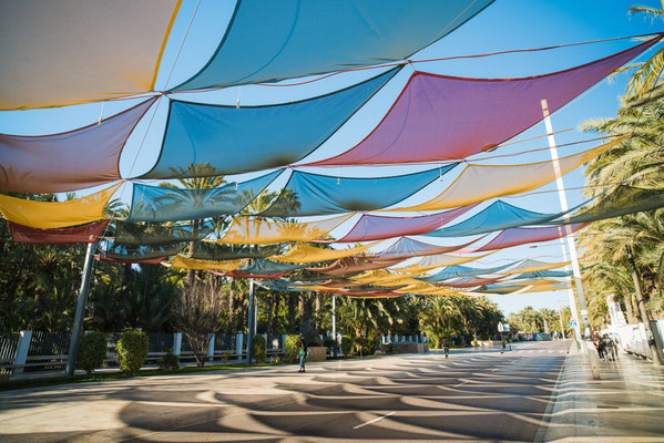 Street under a canopy in the city of Elche near Alicante, Spain by alexilena