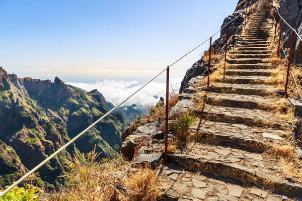 Path with steps and handrails in the mountains, Portugal, Madeira - Copyright Nomad_Soul