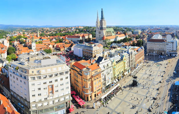 Aerial view of Jelacic Square in Zagreb by  joyfull