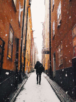 Snow in Stockholm's old town - Copyright Gamla Stan / Visit Stockholm