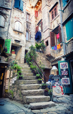 romantic alley on old town in Rovinj, Istria, Croatia - Copyright lukaszimilena