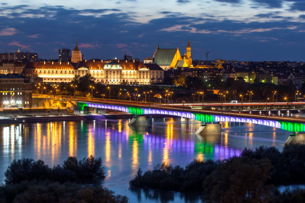 Warsaw European Best Destinations - Panorama By Night  Copyright    - City of Warsaw