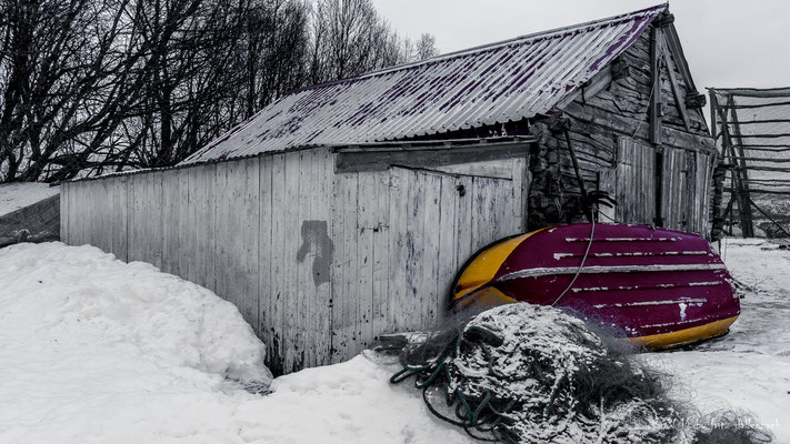 Fischerhütte im Winter
