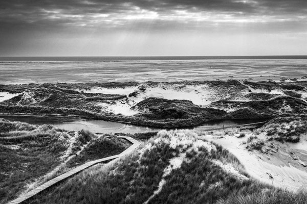 Dünenlandschaft auf Amrum, Schwarzweißfotografie