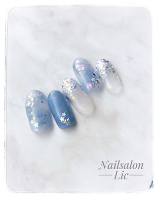 爽やかブルー×スター、夏ネイル