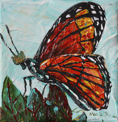 Butterfly King has Lofty Goals, 4" x 4", acrylic on canvas, 2014