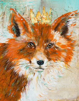 Fox King Implores, 11" x 14", acrylic on canvas, 2013