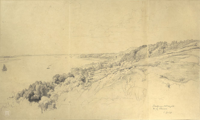 Louis Gurlitt, Blick auf die Elbe bei Blankenese, 1863, Bleistift, Kat. 49