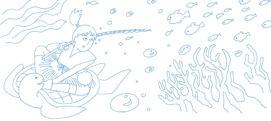 浦島太郎線描き画像