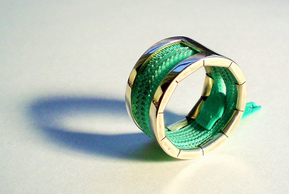 zip ring - peppermint green　ファスナーリング- シルバー、ファスナー(ペパーミントグリーン）