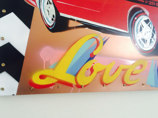 "Love Ford 351 GT" | Synthetic Polymer Paint on Metal | H:800 x W:1125mm | Price: $650.00