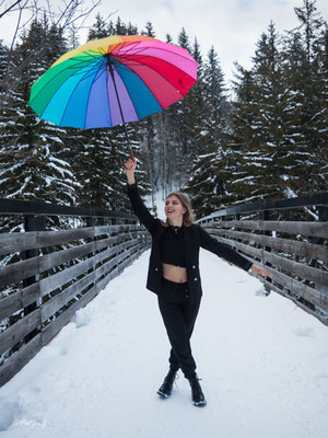 Shooting lifestyle parapluie Chiara modèle