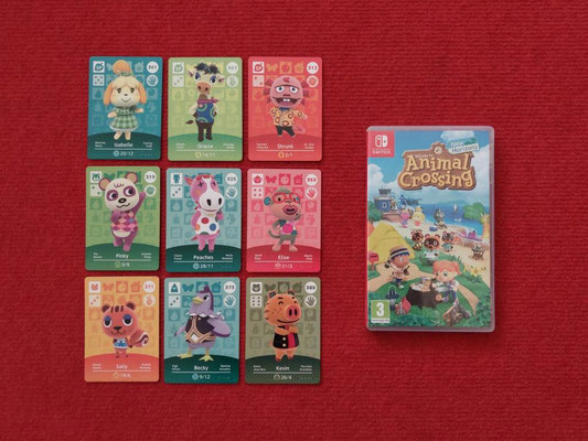9 amiibo cards de Animal Crossing Collection (junto al juego "Animal Crossing: New Horizons")