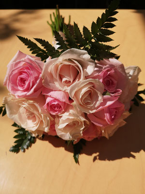 bridal bouquet with pink roses