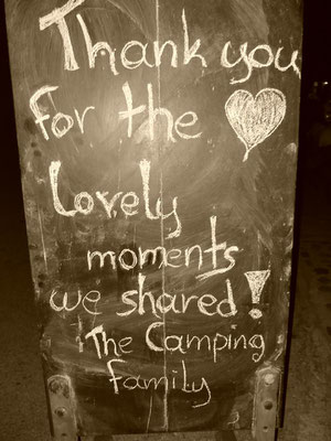 wooden sign as thank you from the Camping Restaurant in Paleochora