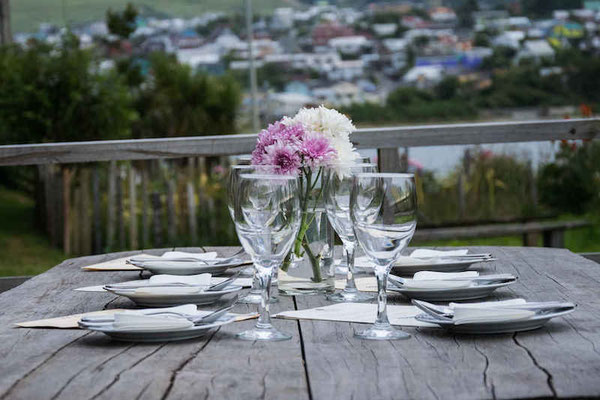 Terrasse mit Blick auf die Bucht von Ancud