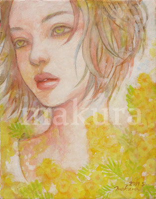 ミモザ　2019  Acrylics キャンバスF0