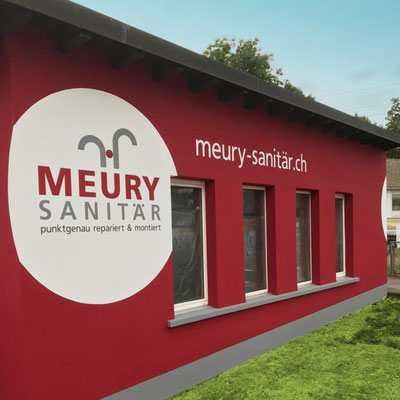 Beschriftung Werkstatt Meury Sanitär Reinach BL – Konzept Idee D’Agostini Werbedimensionen
