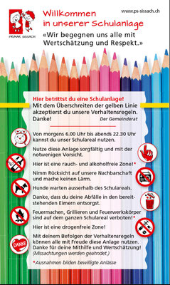Gestaltung Beschilderung Verhaltensregeln Schulen Sissach