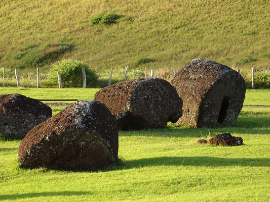 Haarschmuck der Moai bereit zum Abtransport