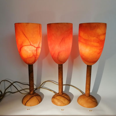 Unikat Alabasterlampen SOL Fb. terra, ca. 11,5 x 38 cm