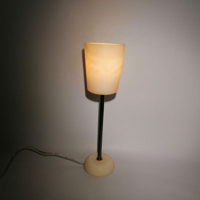 Unikat Alabasterlampe AY25C, Fb. creme, Fuß Metall: 