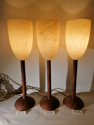 Unikat Alabaster Tischlampe AL54C-56, AL54C-57, AL54C-58,  Fb. creme, ca. 11,5 x 45 cm, Fuß dunkel Alabaster: 