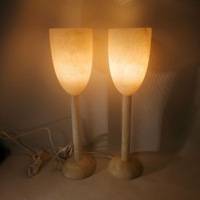 Unikat Alabasterlampen AL54CN, Fb. creme/creme, ca. 11,5 x 45 cm: