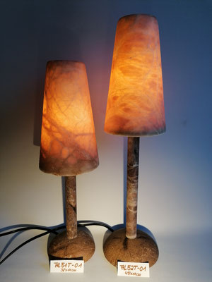 Unikat Alabasterlampen AL58T, AL59T: Fb. terra, ca. 11,5 x 38 und 11,5 x 45 cm. Bereits verkauft. 