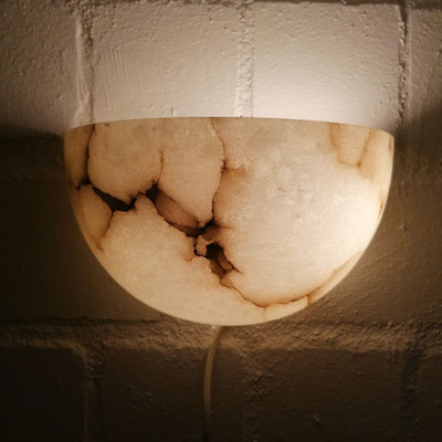 Unikat Alabaster Wandlampe Lindo klein, AL73CW-46, Fb. cremeweiß, 14 x 24 cm: 159,- €. Passt mit AL73CW-45 zusammen. 