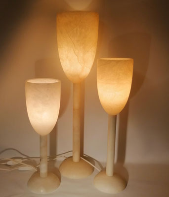 Unikat Alabasterlampen SOL, Fb. creme/creme: AL53C, 11,5x38 cm: , AG54C, 16x60 cm: , AL54C, 11,5x45cm: 