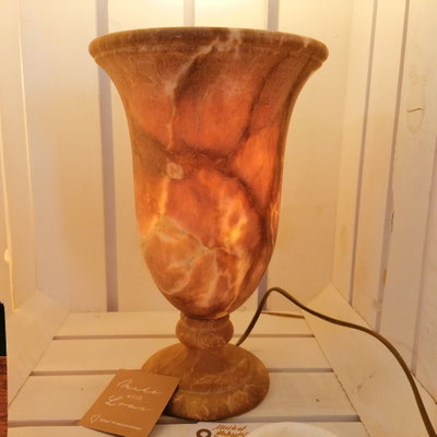 Unikat Alabasterlampe Pokal, AL35T, Fb. terra, klein, glatt, ca. 25 x 40 cm