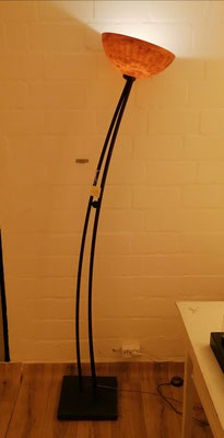 Leider zu spät, VERKAUFT Unikat Alabaster Stehlampe LV70erT, Fb. terra, 180 x 40 cm, Fuß aus Schmiedeeisen mit Marmorplatte: 459,- €