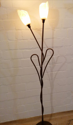 Unikat Alabaster Stehlampe LV02C, Fb. creme, 170 x 38 cm, Fuß aus Schmiedeeisen: 459,- €,