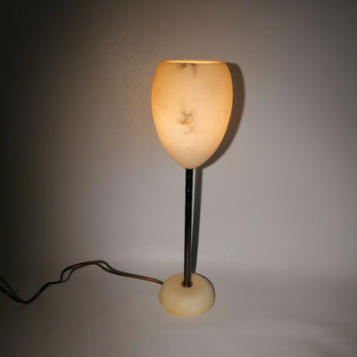 Unikat Alabasterlampe AY93C-2, Fb. creme, Fuß Metall: 