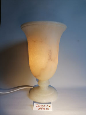 Unikat Alabasterlampen AL35C-2 Pokal klein, glatt, Fb. creme, ca.  19 x 30 cm: 