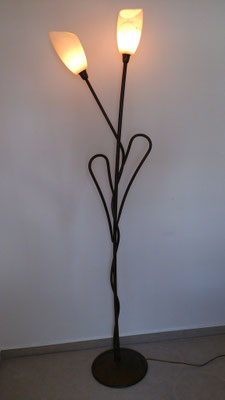 Alabasterlampe Stehlampe LV02, 2-armig mit Schmiedeeisen