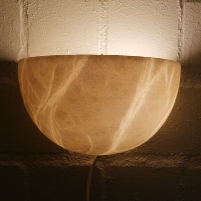 Unikat Alabaster Wandlampe Lindo klein, AL73CW-45, Fb. cremeweiß, 14 x 24 cm: 159,- €. Passt mit AL73CW-46 zusammen.