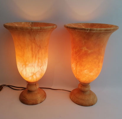 Unikat Alabasterlampen AL34T, Fb. terra, groß, glatt, ca. 25 x 40 cm