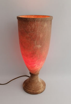 Unikat Alabasterlampe AL37T-2: Pokal groß, schmal, glatt, Fb. terra, ca. 19 x 30 cm