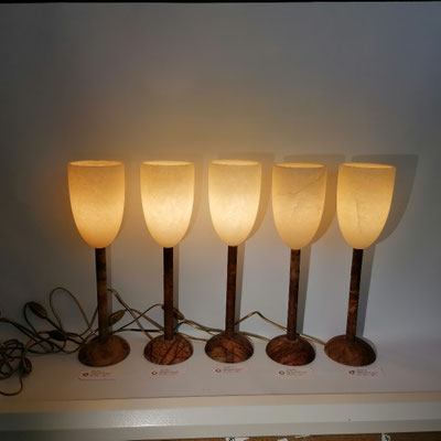 Unikat Alabasterlampen SOL AL54C, Fuß dunkel Alabaster, Ca. 11,5 x 45 cm: