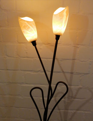 Unikat Alabaster Stehlampe LV02C, Fb. creme, 170 x 38 cm, Fuß aus Schmiedeeisen: 459,- €