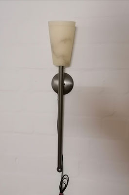 VS65C Wandfackel 1 Rille, Alabaster, Fb. creme, mit Schmiedeeisen silber, ca. 90x13 cm, 239,- €, zzgl. Versandkosten