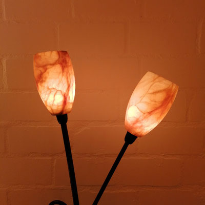 Unikat Alabaster Stehlampe LV022T, Fb. terra, 170 x 38 cm, Fuß aus Schmiedeeisen: 419,- €