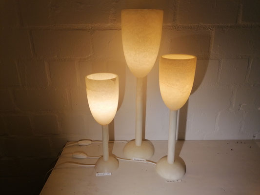 Unikat Alabasterlampen AL53CN, AG54CN, AL54CN, Fb. creme, ca. 11,5 x 38, 16 x 62, 11,5 x45 cm 