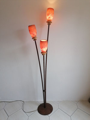 Unikat Alabaster Stehlampe AT42T, Fb. Terra, 3-köpfig, ca. 170 cm hoch: 469,- €