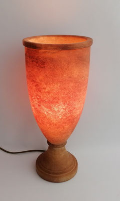 Unikat Alabasterlampe AL37T-1: Pokal, groß, schmal, glatt, Fb. terra, ca. 19 x 30 cm 