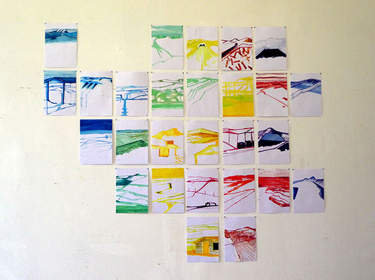 Série paysages. 27 papiers. 160/190 cm