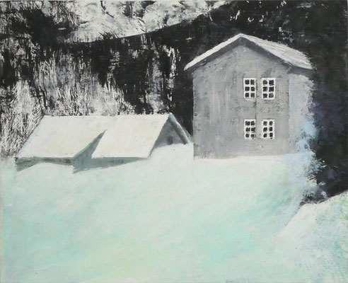 Petit paysage de neige. huile/bois. 18/22,5cm. collection privée